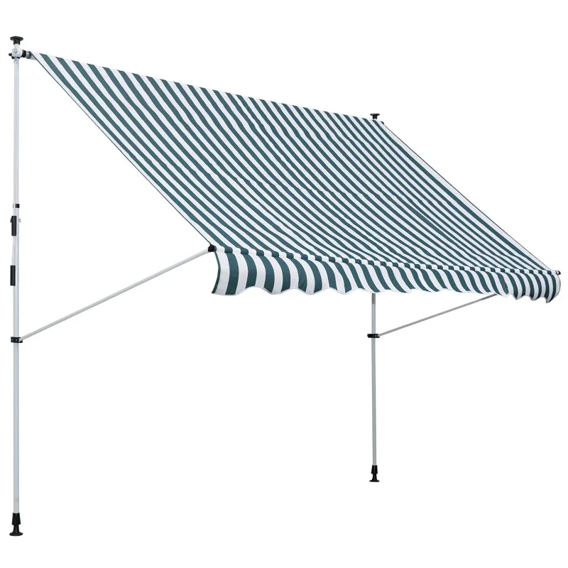 10x5ft Manual Retractable Patio Awning - Green