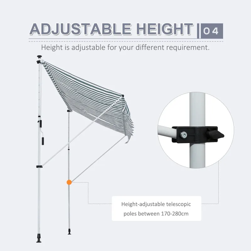 10x5ft Manual Retractable Patio Awning - Green