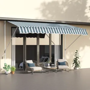 10x5ft Manual Retractable Patio Awning - Green