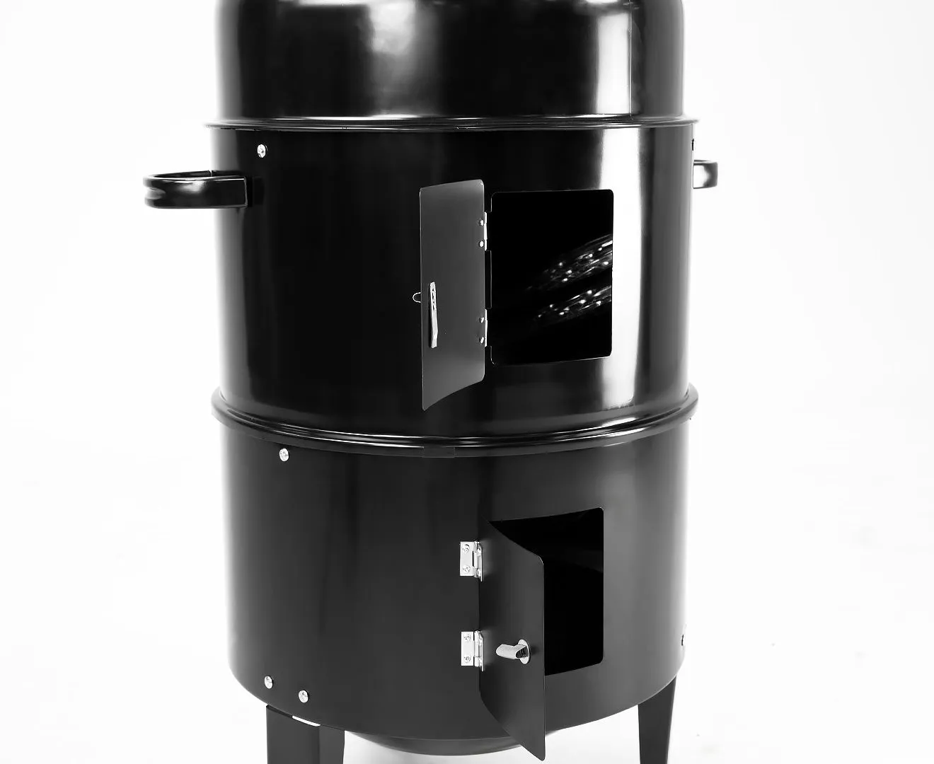 3-in-1 Charcoal BBQ Smoker with Temp Gauge, Portable