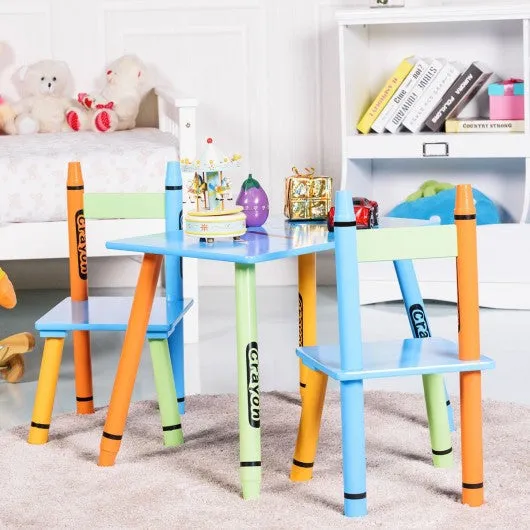 3 pcs Playroom Crayon Kids Table & Chairs Set