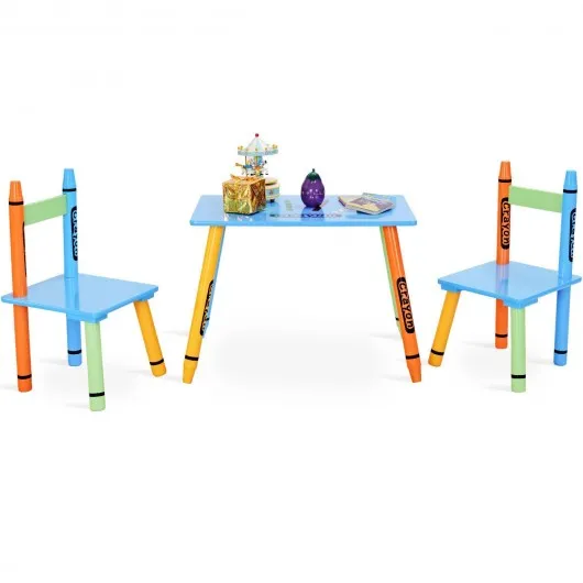 3 pcs Playroom Crayon Kids Table & Chairs Set