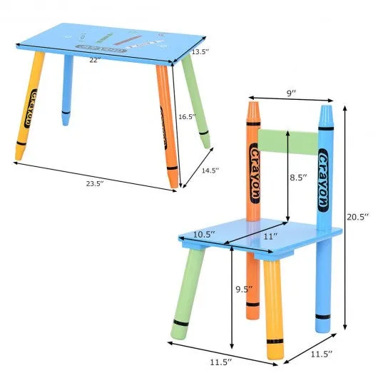 3 pcs Playroom Crayon Kids Table & Chairs Set