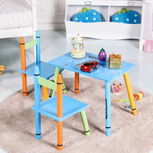 3 pcs Playroom Crayon Kids Table & Chairs Set