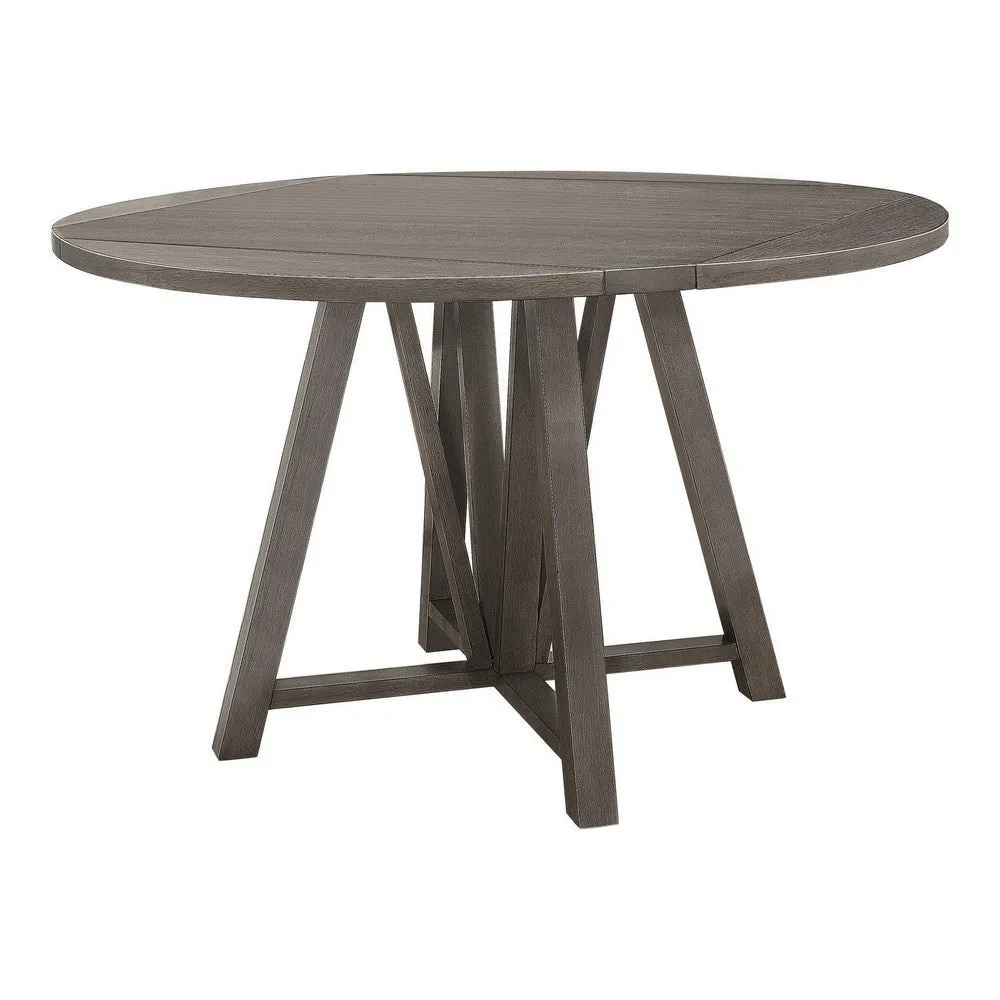 46-60 Inch Extendable Counter Dining Table, 4 Drop Leaves, Brown Gray By Casagear Home