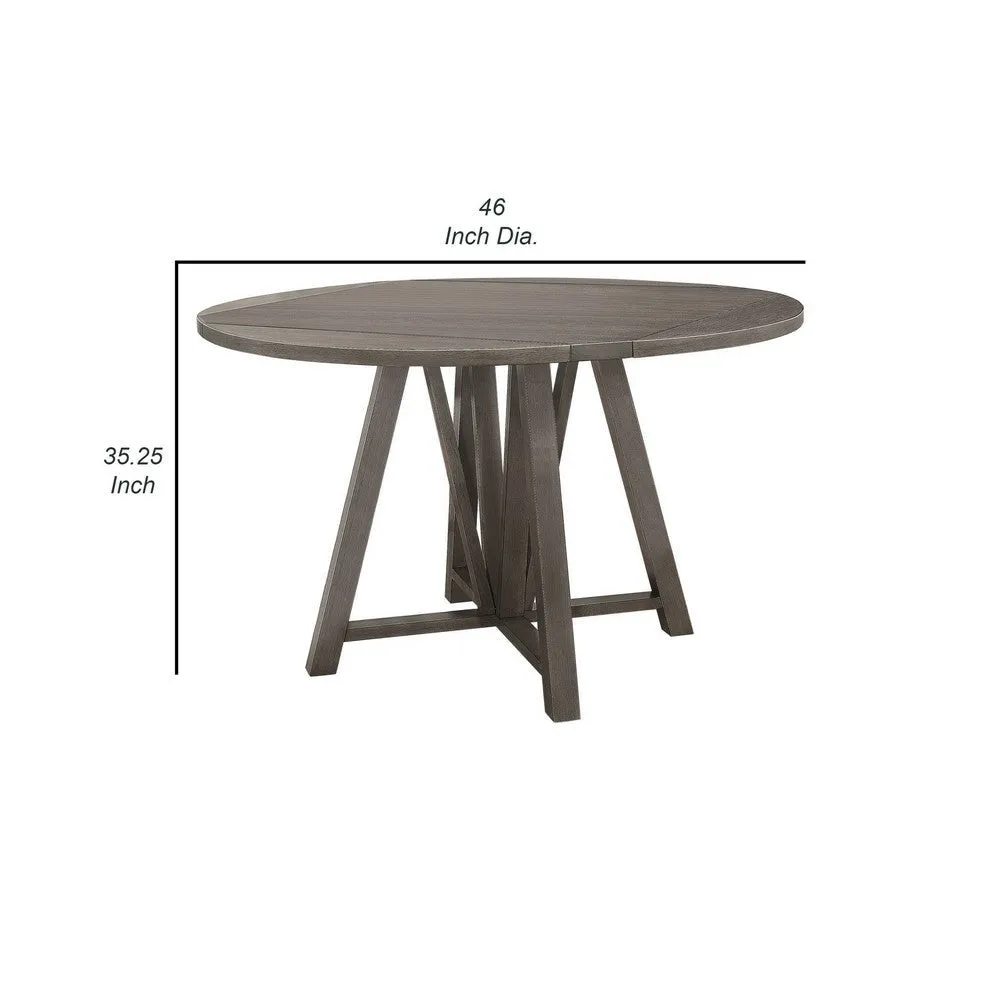 46-60 Inch Extendable Counter Dining Table, 4 Drop Leaves, Brown Gray By Casagear Home