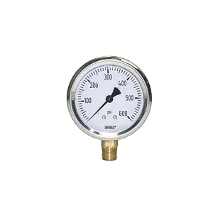 A Plus Marine Supply, Inc. WIKA 0-600 PSI Liquid Filled Gauge - 2.5" Stainless Steel Face with Bottom Post (1/4" MNPT)