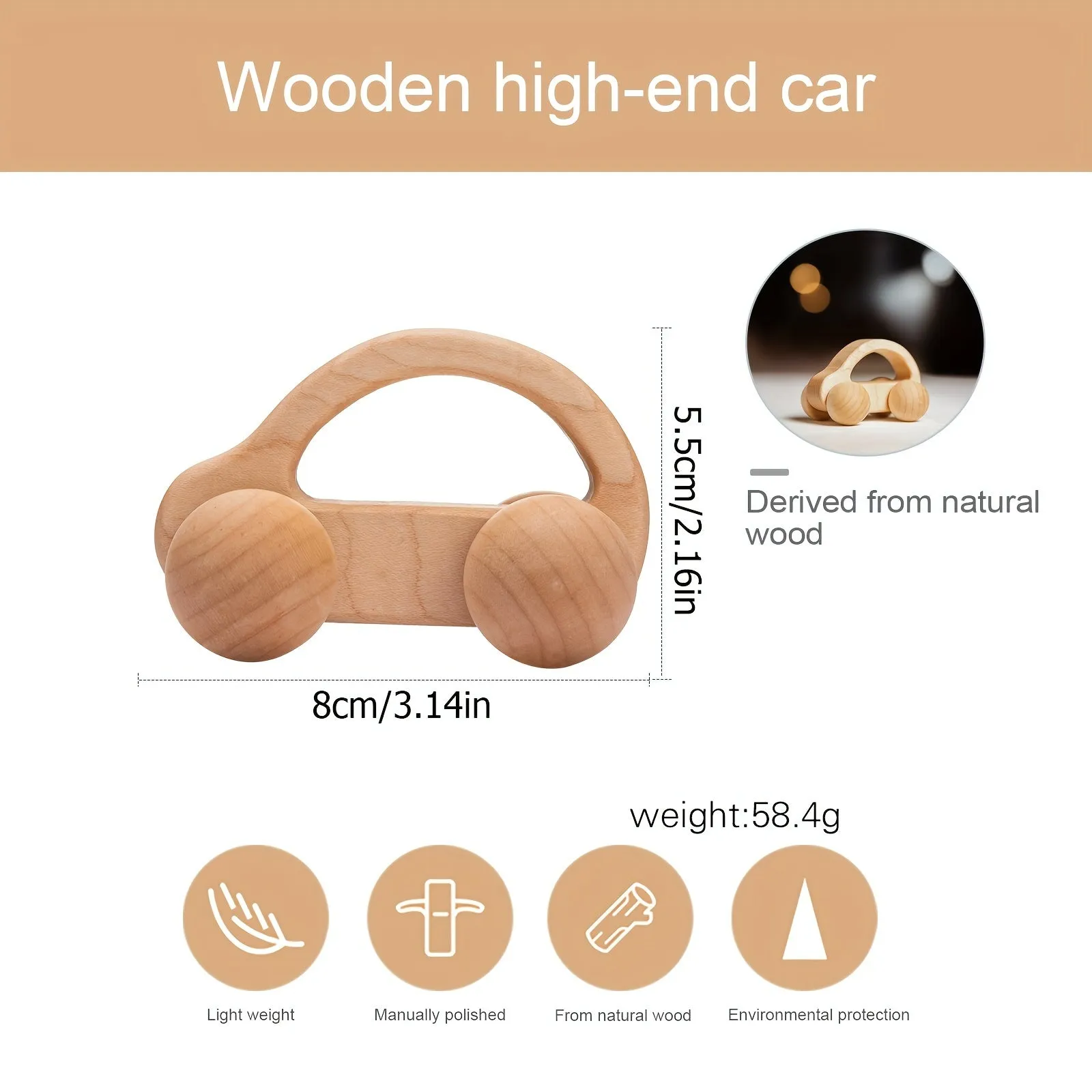 Baby Car Toy, Wooden Maple Wood Mahogany Black Walnut High-end Car Classic Car Children's Toy Birthday Gift For 3 Years Old 