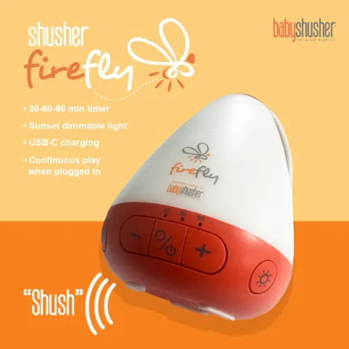 Baby Shusher Firefly - Rechargeable Baby Sleep Soother & Portable Sound Machine & Night Light