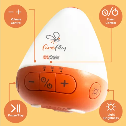 Baby Shusher Firefly - Rechargeable Baby Sleep Soother & Portable Sound Machine & Night Light