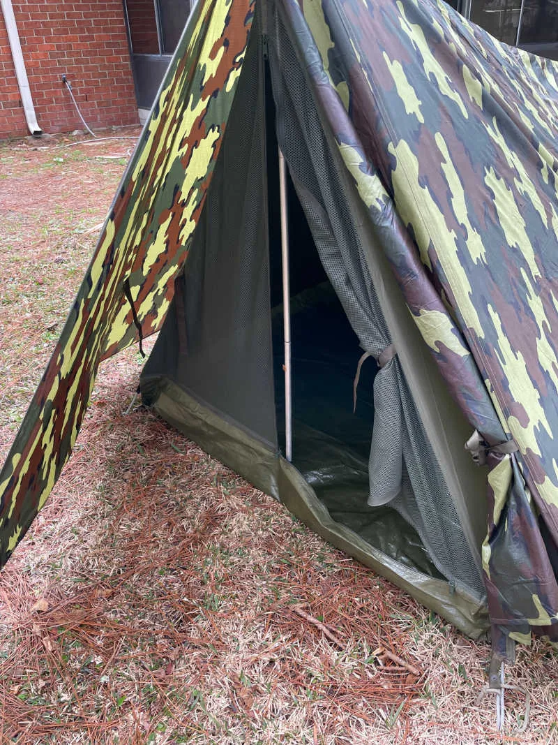 Belgium Military |  2 Man Canvas Tent |  Jigsaw Camo Flysheet