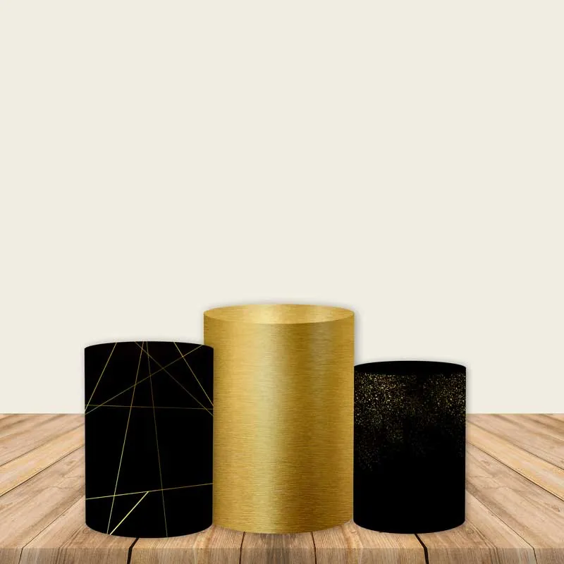 Black and Gold Fabric Pedestal Covers