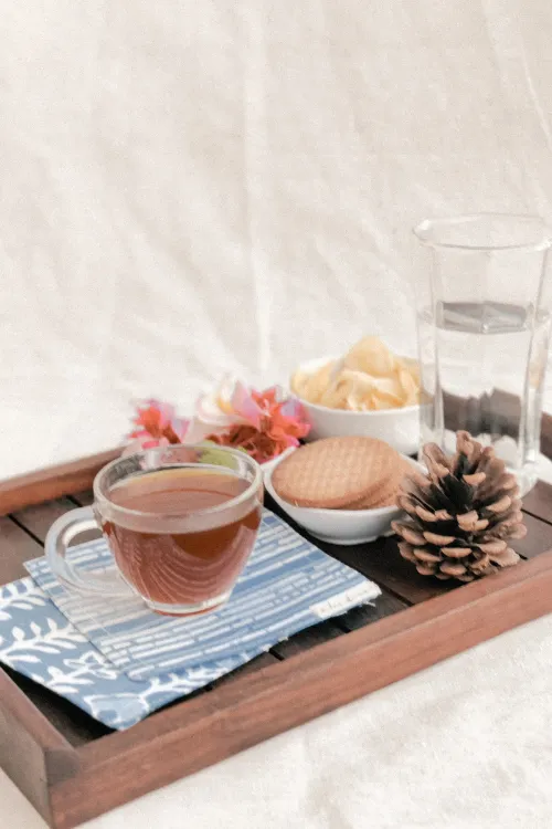 Blue Leaf Cloth Coasters By Ekatra - Set Of 6 X 3