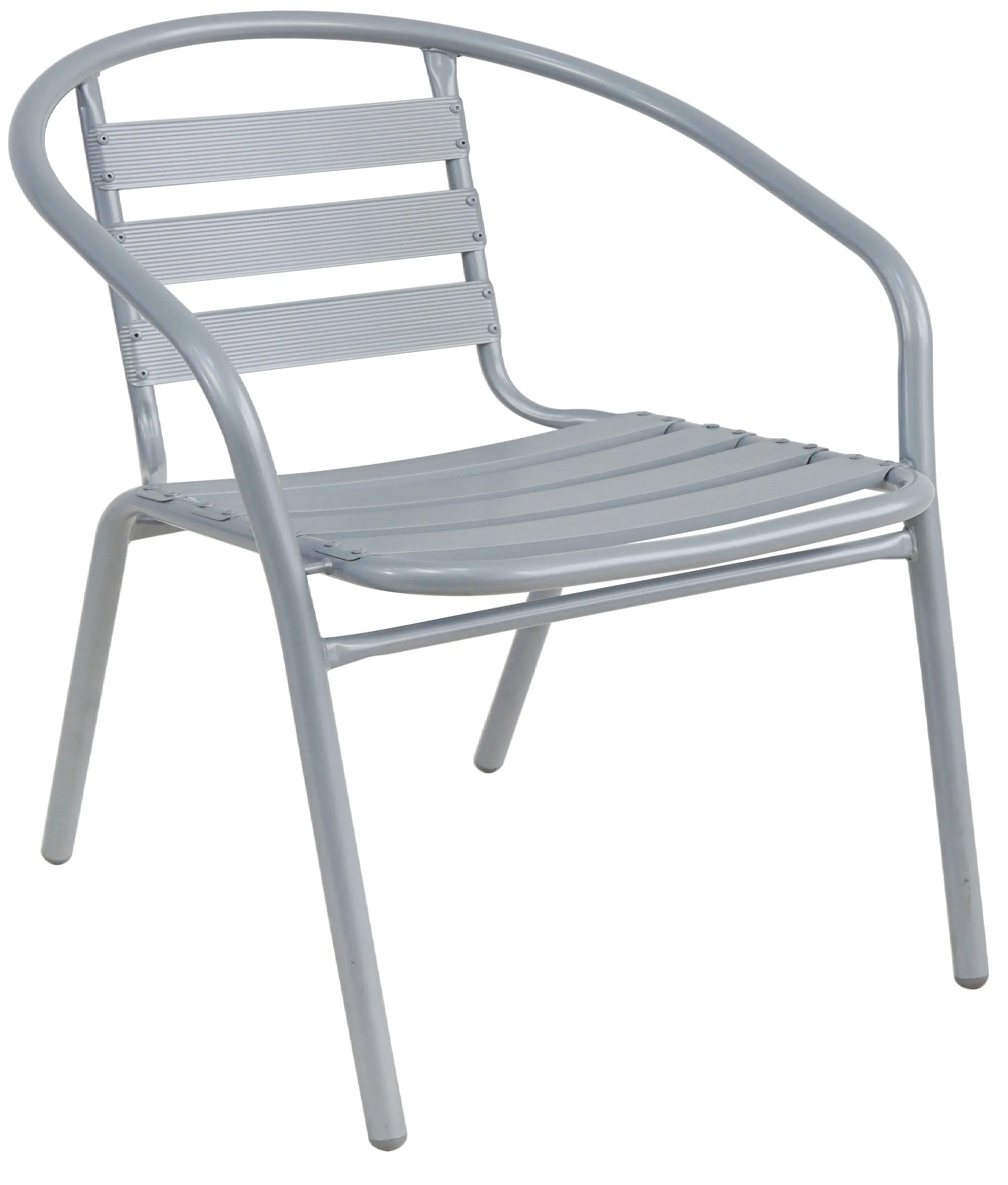 BTExpert Indoor Outdoor Set of 10 Silver Gray Restaurant Metal Aluminum Slat Stack Chairs Lightweight