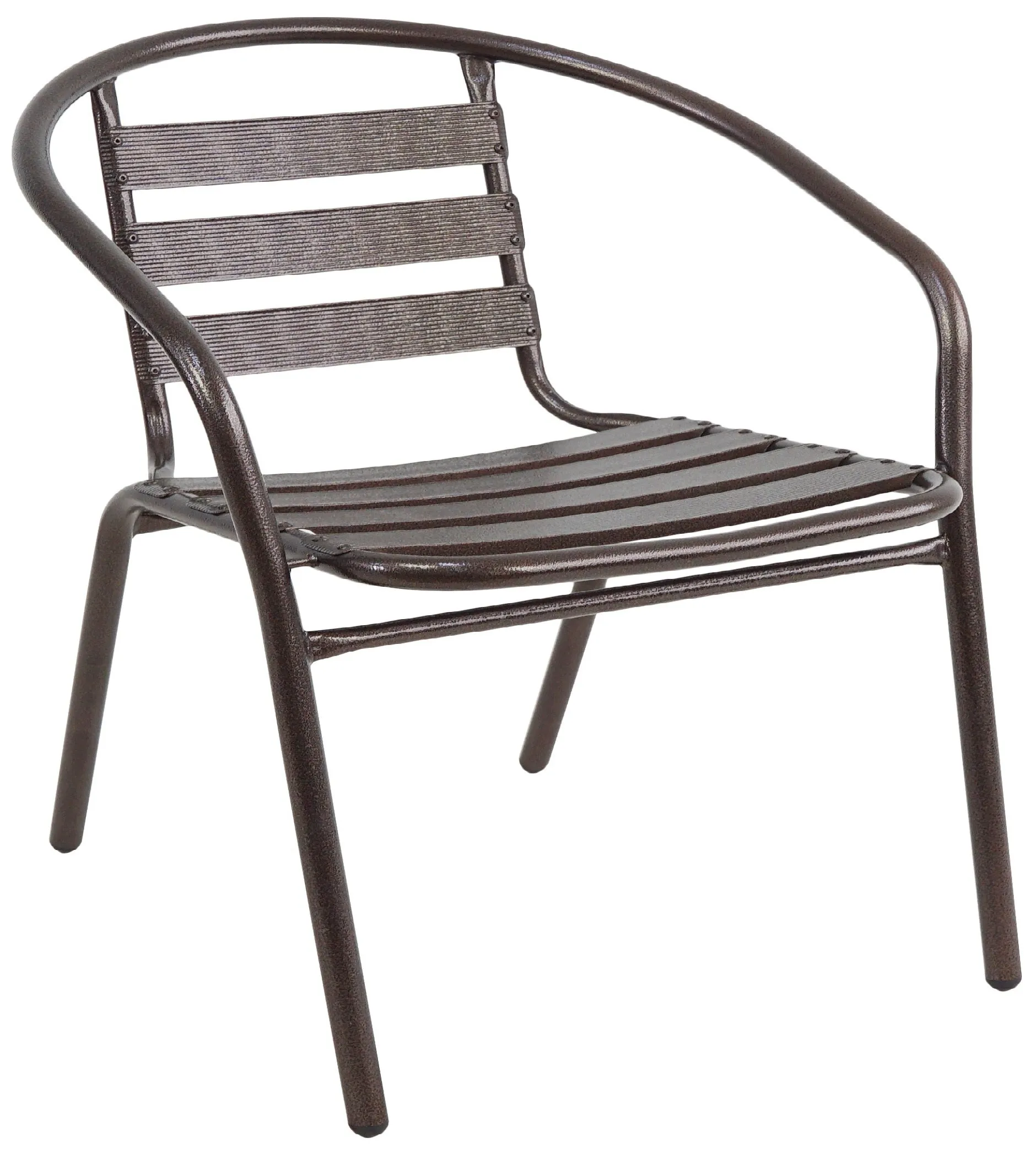 BTExpert Indoor Outdoor Set of 5 Bronze Restaurant Metal Aluminum Slat Stack Chairs Lightweight