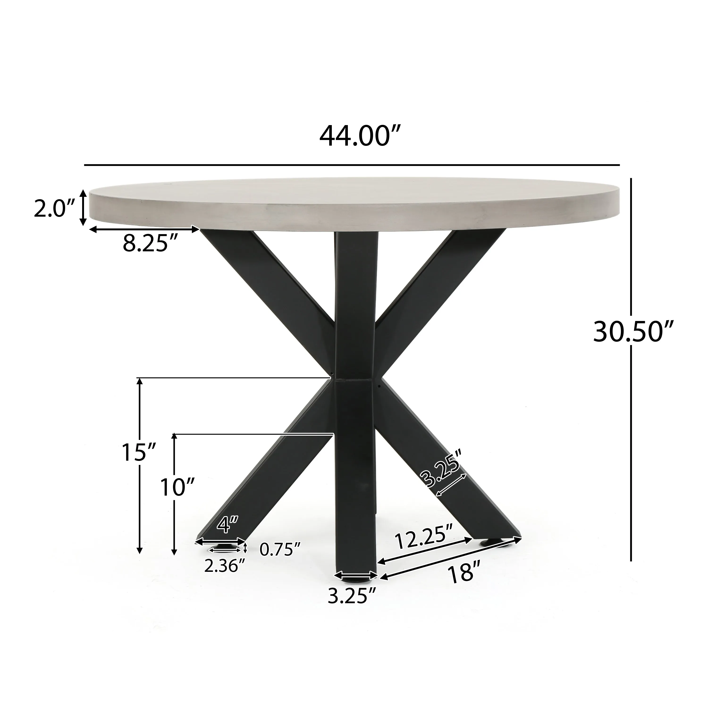 Carina Outdoor Transitional 5 Piece Cast Aluminum Dining Set with Lightweight Concrete Table