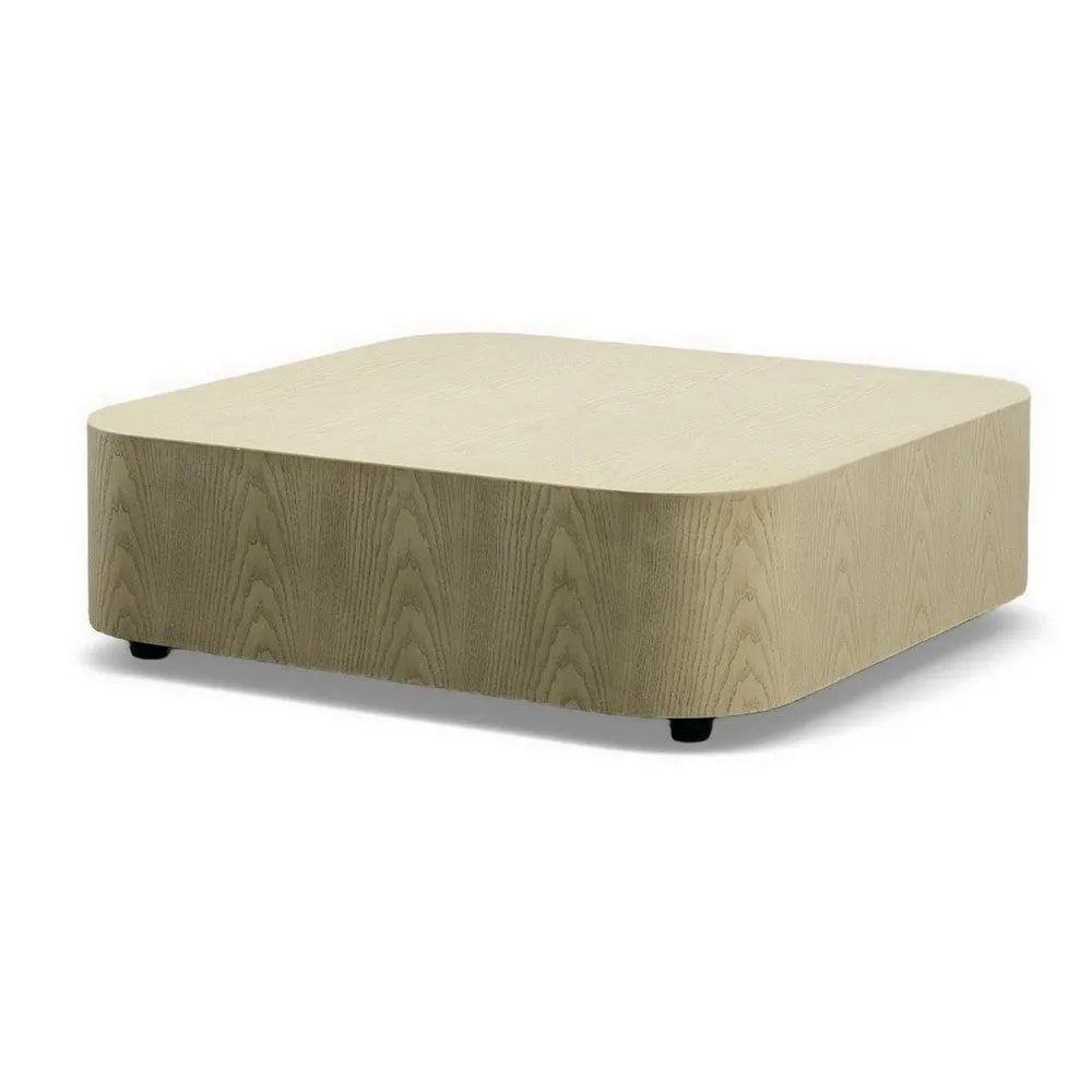 Cid Macy 36 Inch Low Coffee Table, Square Modern Style, Beige Brown Finish By Casagear Home