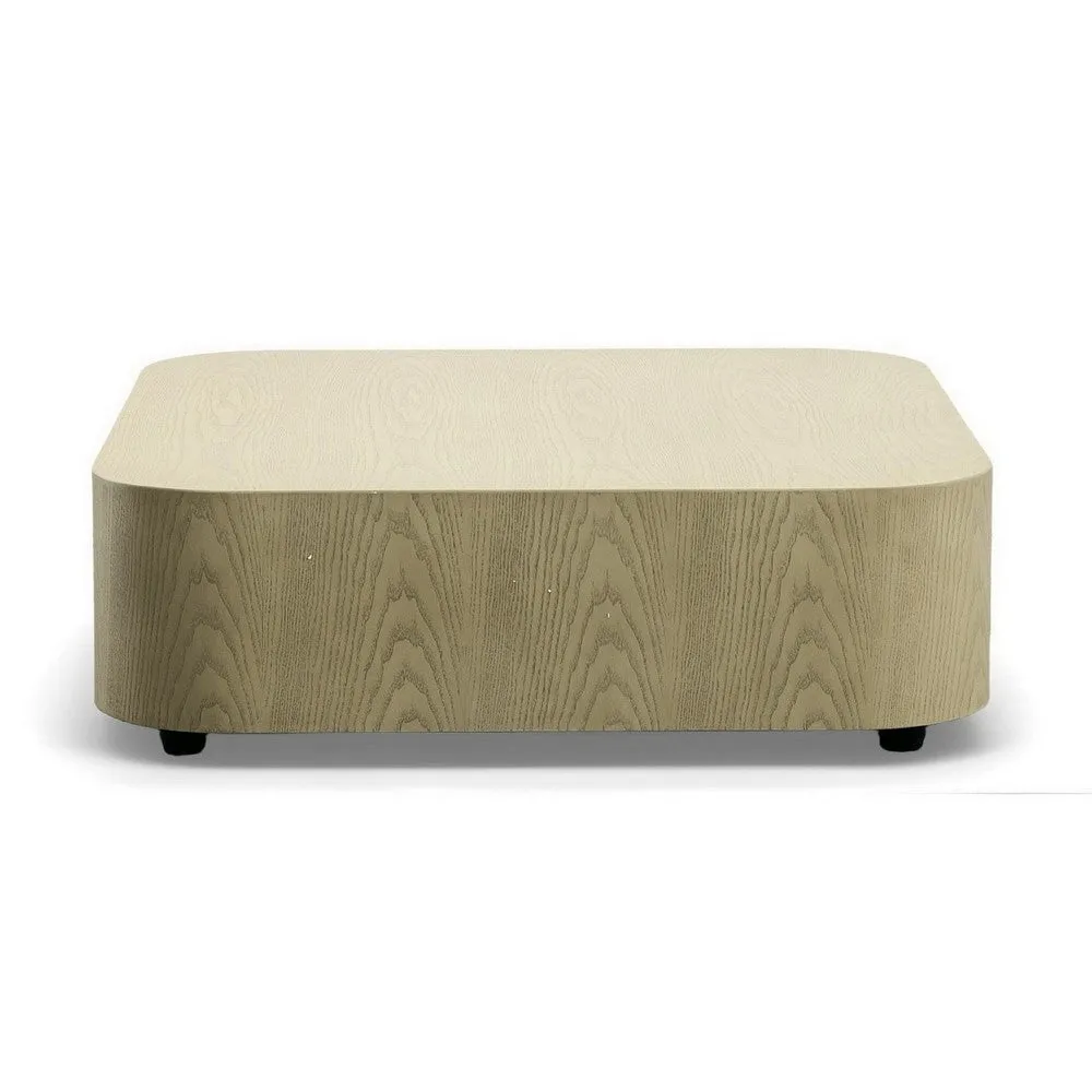 Cid Macy 36 Inch Low Coffee Table, Square Modern Style, Beige Brown Finish By Casagear Home