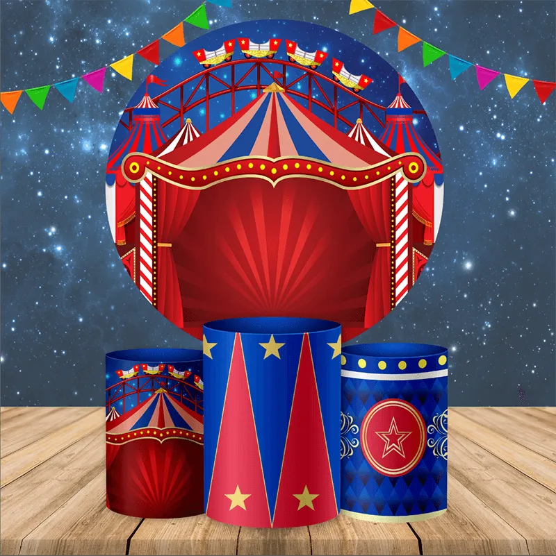 Circus Backdrop Circle Carnival Theme Birthday Backdrop