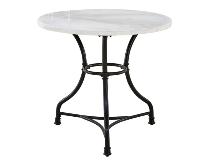 Claire 34 inch Round White Marble Top Bistro Table