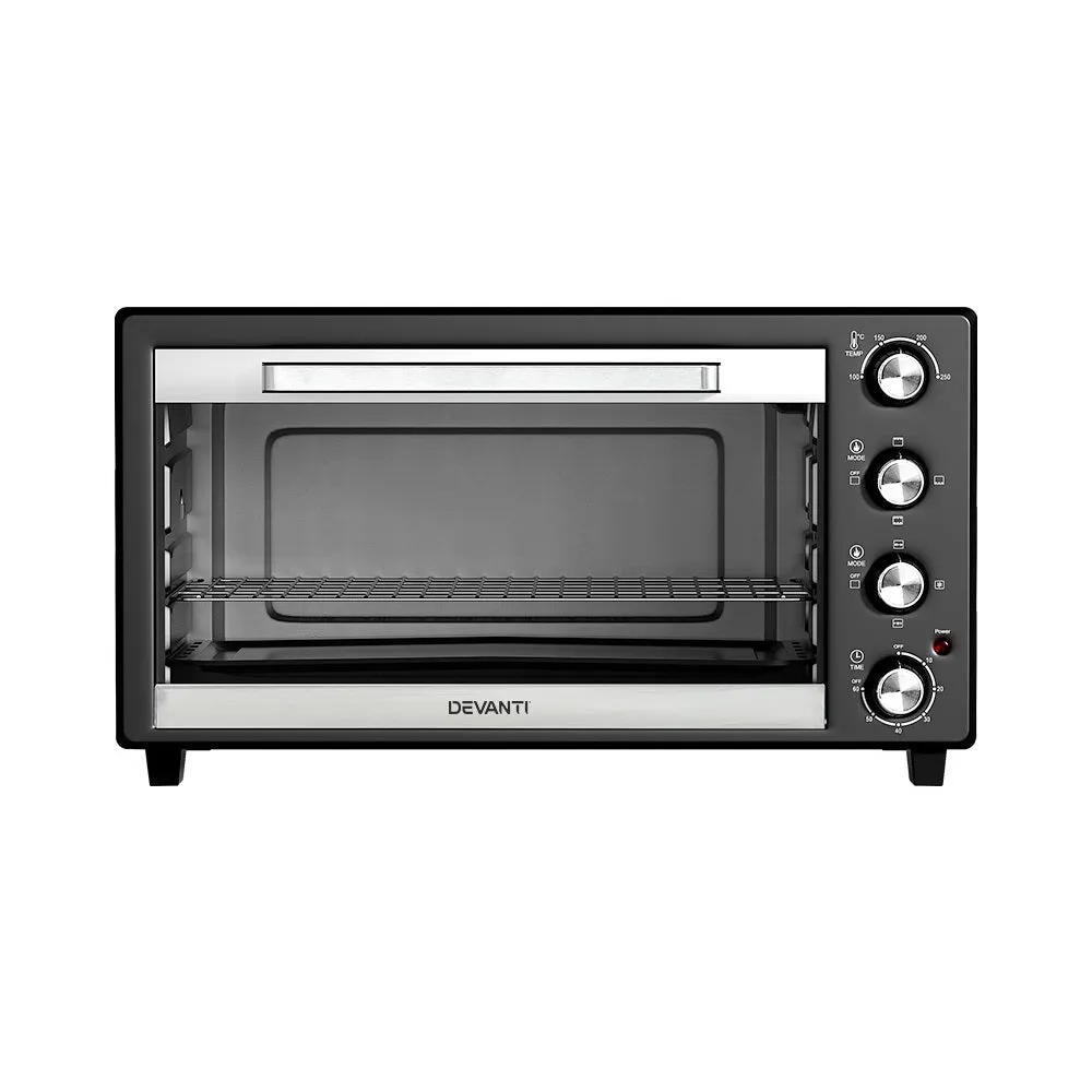 Devanti Electric Convection Oven Bake Benchtop Rotisserie Grill 45L