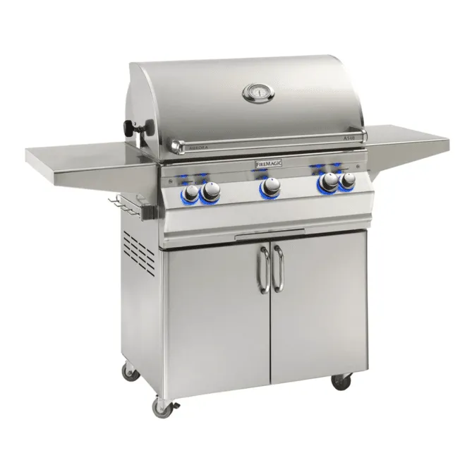 Fire Magic Aurora A540s 30-Inch Natural Gas Freestanding Grill w/ Backburner, Rotisserie Kit and Analog Thermometer - A540S-8EAN-61