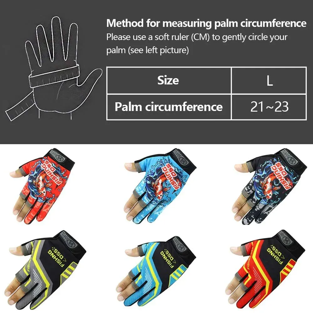 Fishing Gloves Outdoor Anti-slip 3 Fingers Cut Fishing Gloves Survival Camping Hiking Cycling Rescue Gloves Fishing Accessories