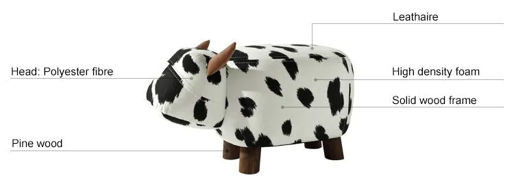 Friendly Cow Kids Black and White Stool