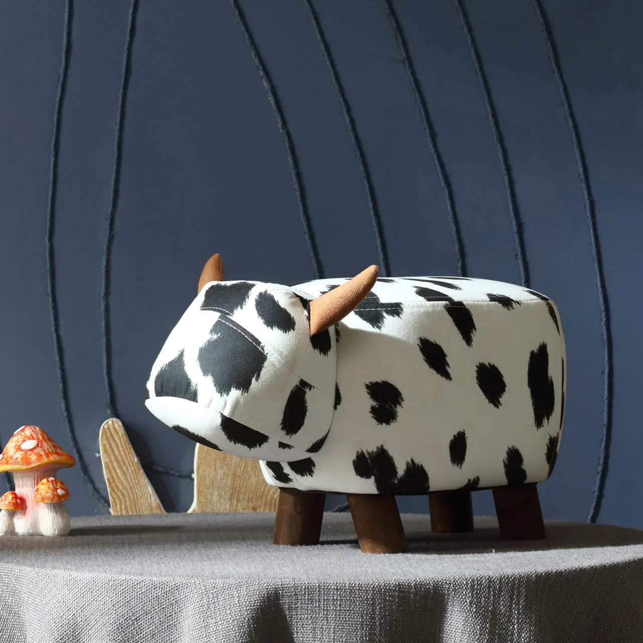 Friendly Cow Kids Black and White Stool