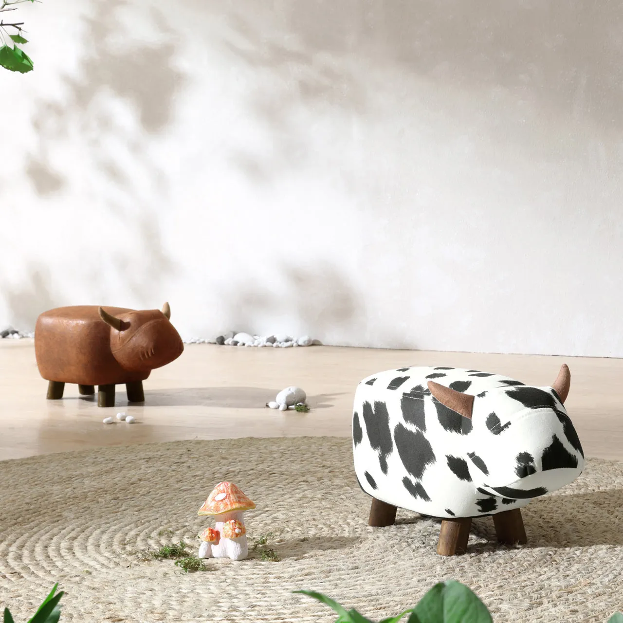 Friendly Cow Kids Black and White Stool