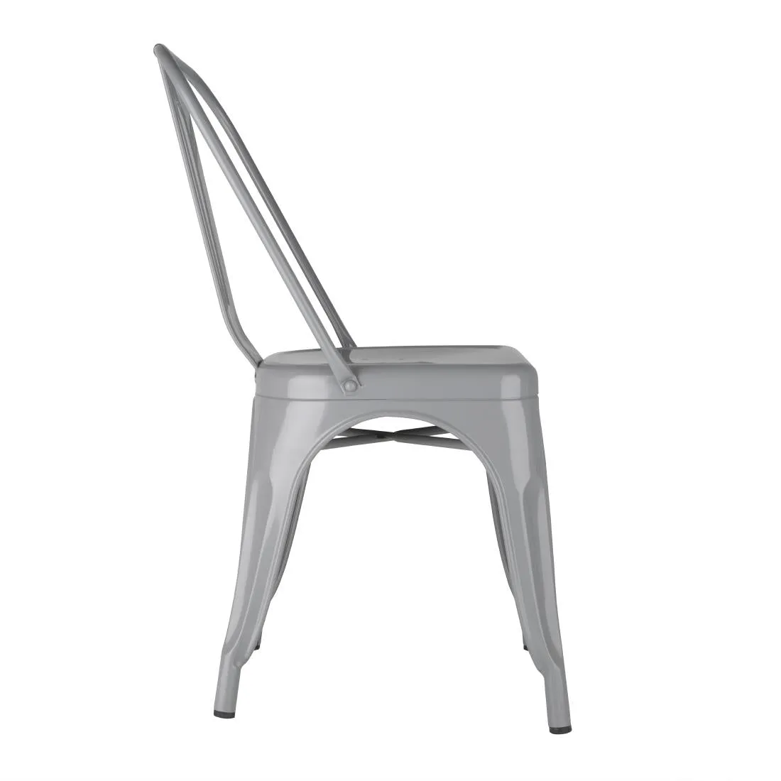 FW509 Bolero Bistro Steel Side Chairs Grey (Pack of 4)