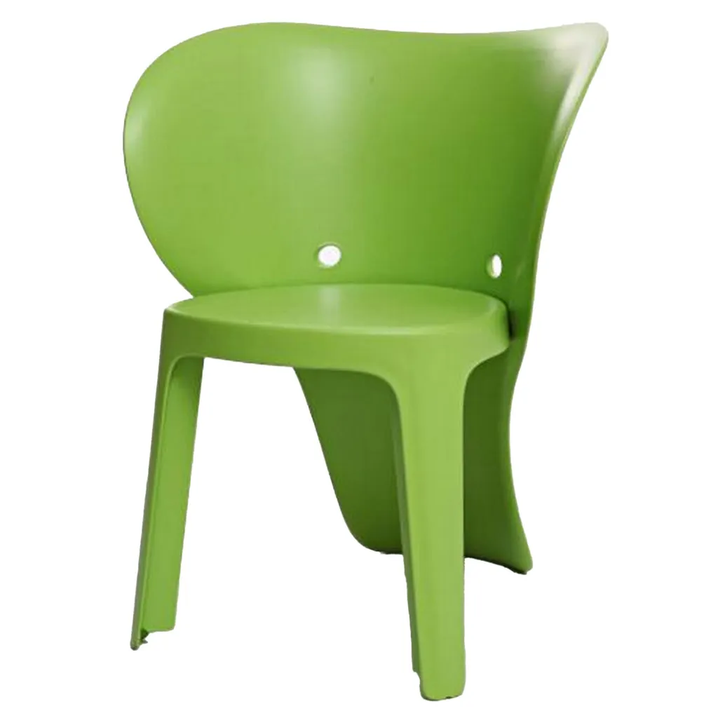 Fyna 16 Inch Kids Chair with Curved Back, Elephant Trunk Design, Green By Casagear Home