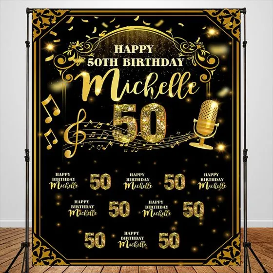 Golden Birthday Theme Custom Backdrop