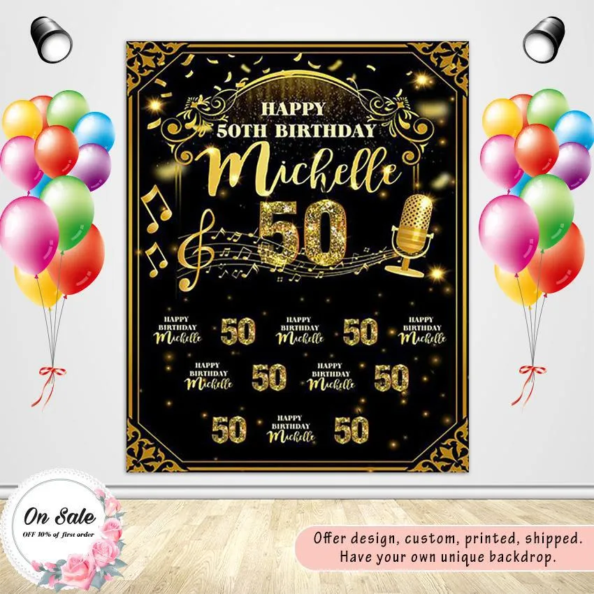 Golden Birthday Theme Custom Backdrop