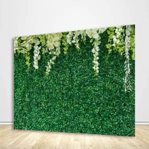 Green Leaves Backdrop Grass Backdrop With Flower Wedding Bridal Shower Baby Shower Custom Backdrop