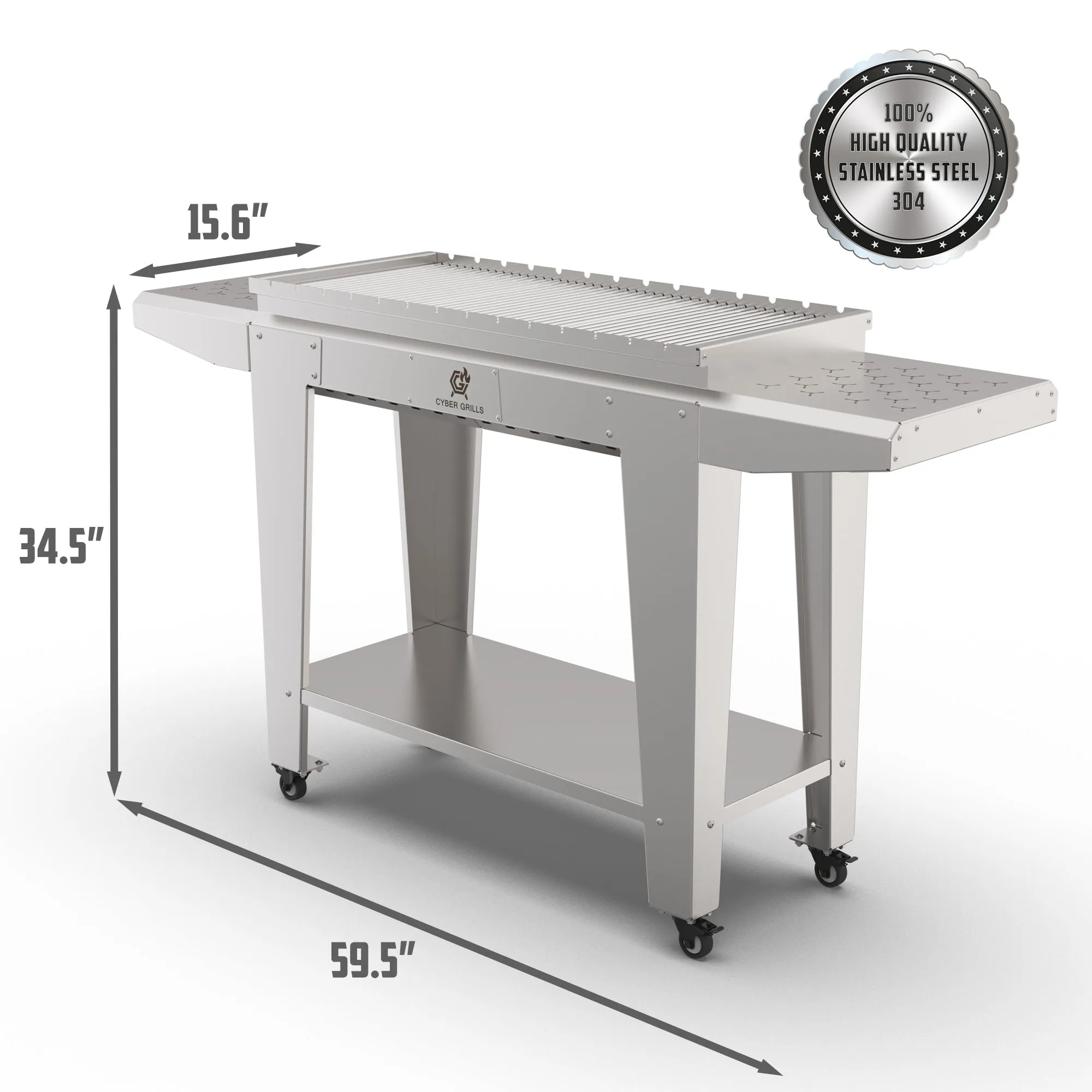 Heavy Duty Stainless Steel Stand Up Collapsible Charcoal Grill | Large Outdoor Barbecue Grill | MiraX S02