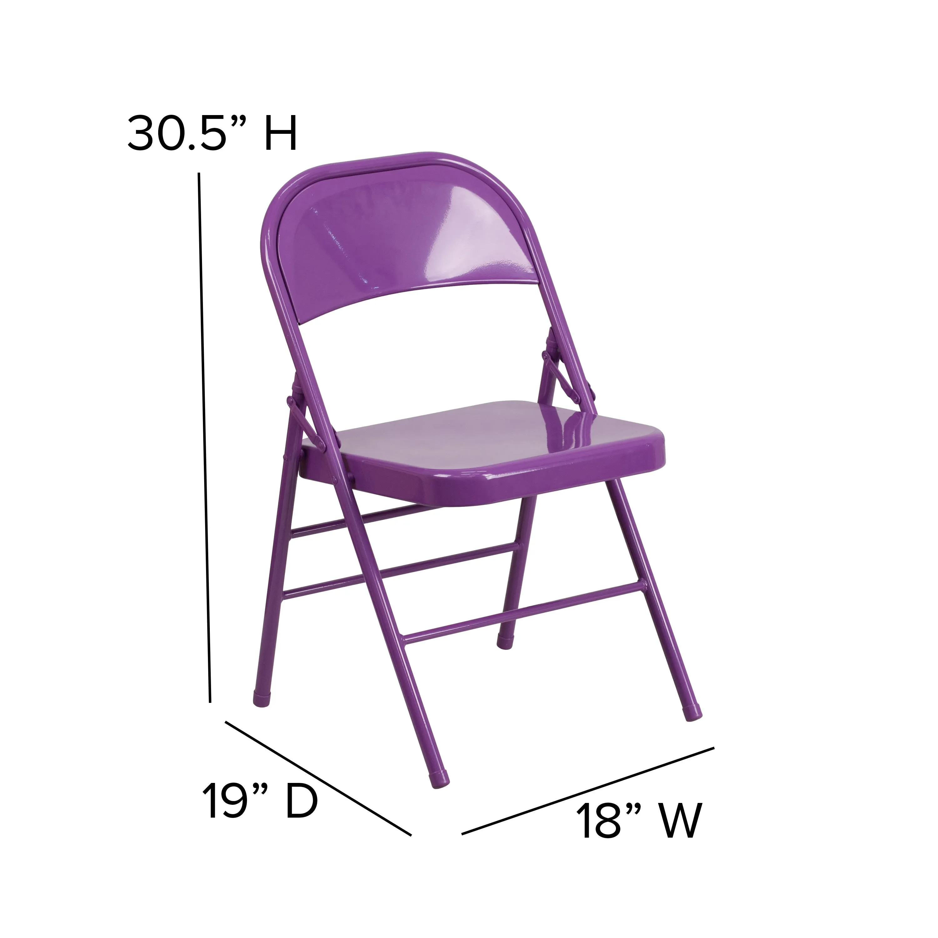 HERCULES COLORBURST Series Triple Braced & Double Hinged Metal Folding Chair