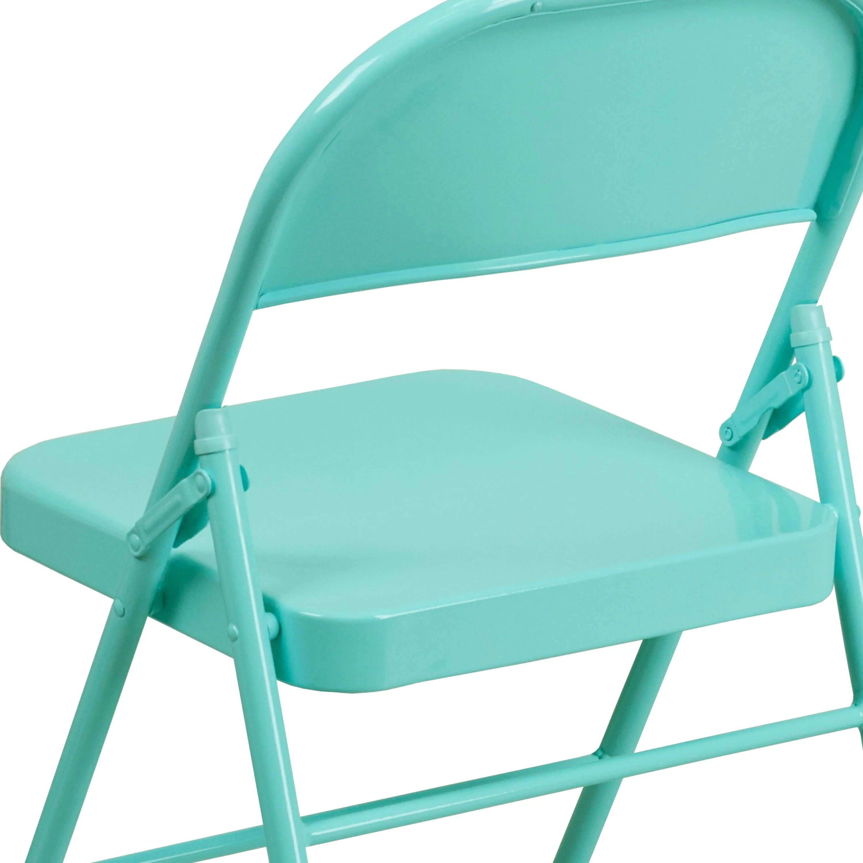 HERCULES COLORBURST Series Triple Braced & Double Hinged Metal Folding Chair