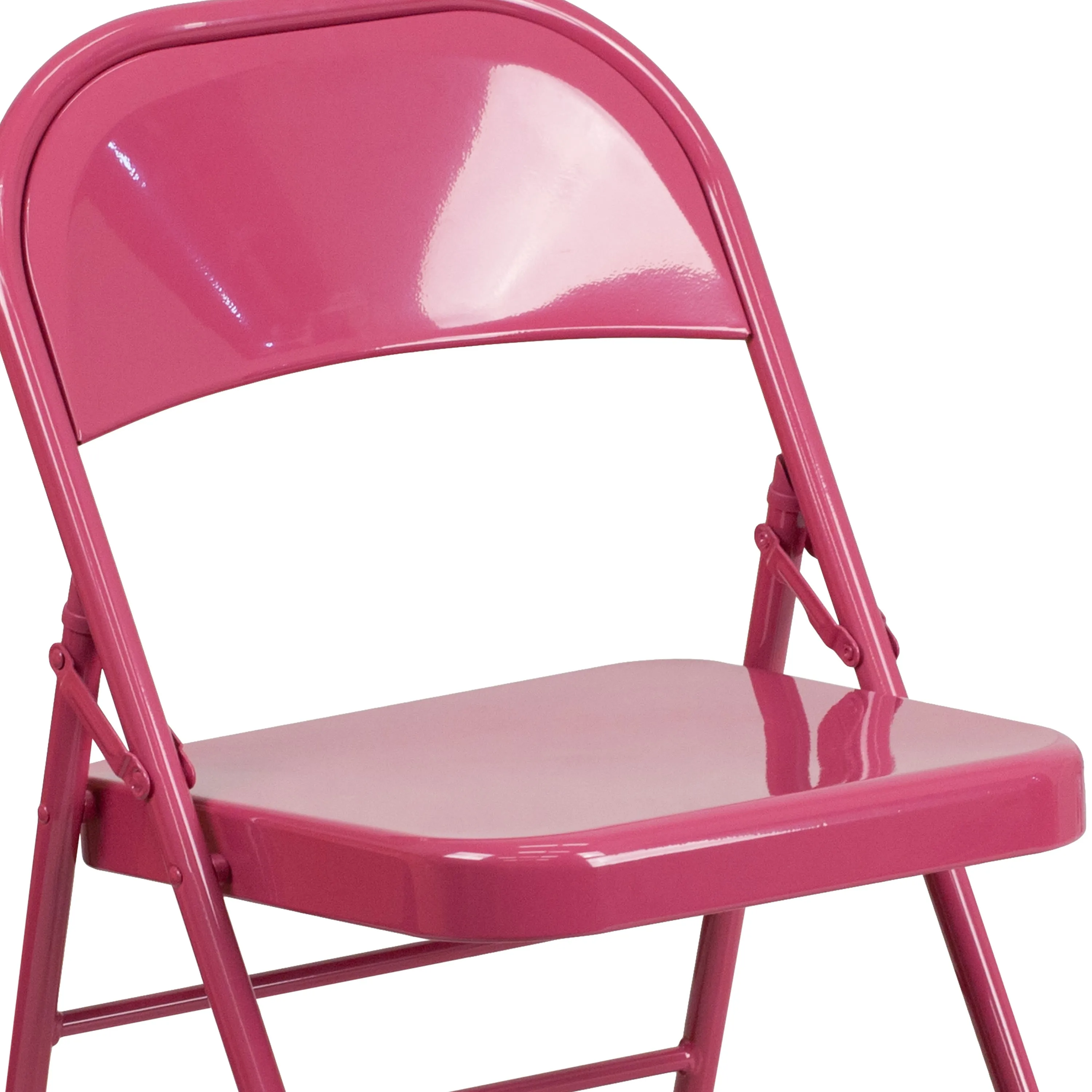 HERCULES COLORBURST Series Triple Braced & Double Hinged Metal Folding Chair