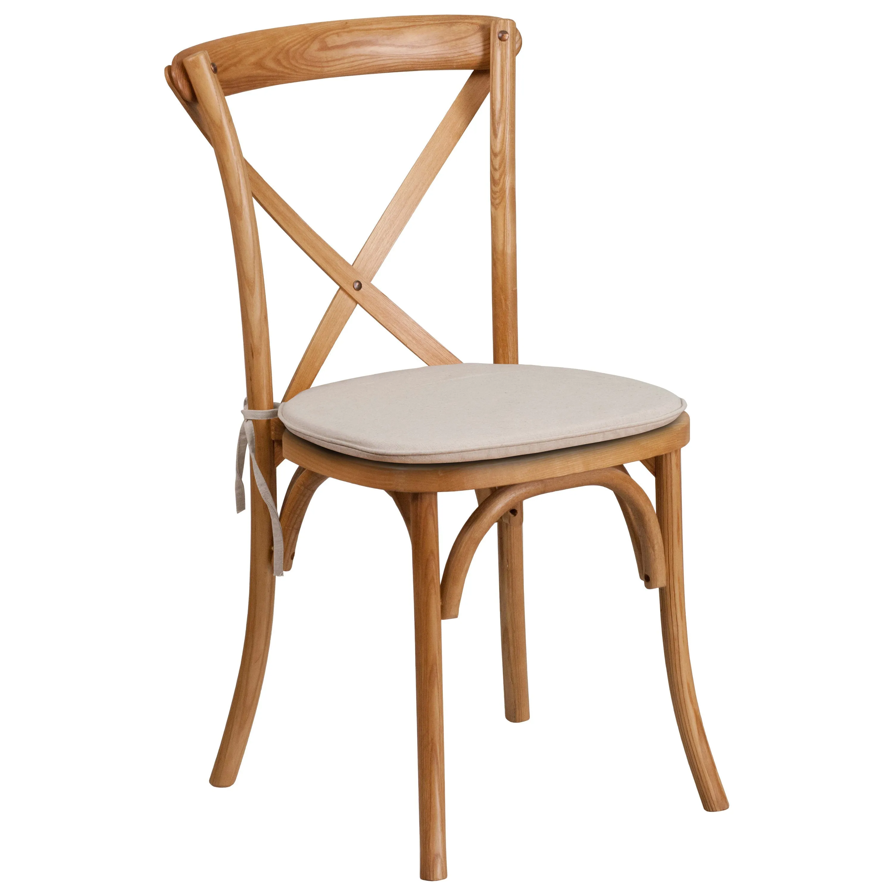 HERCULES Series Stackable Wood Cross Back Chair with Cushion