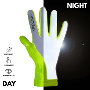 High Visibility Reflective Running Gloves: Yellow / M