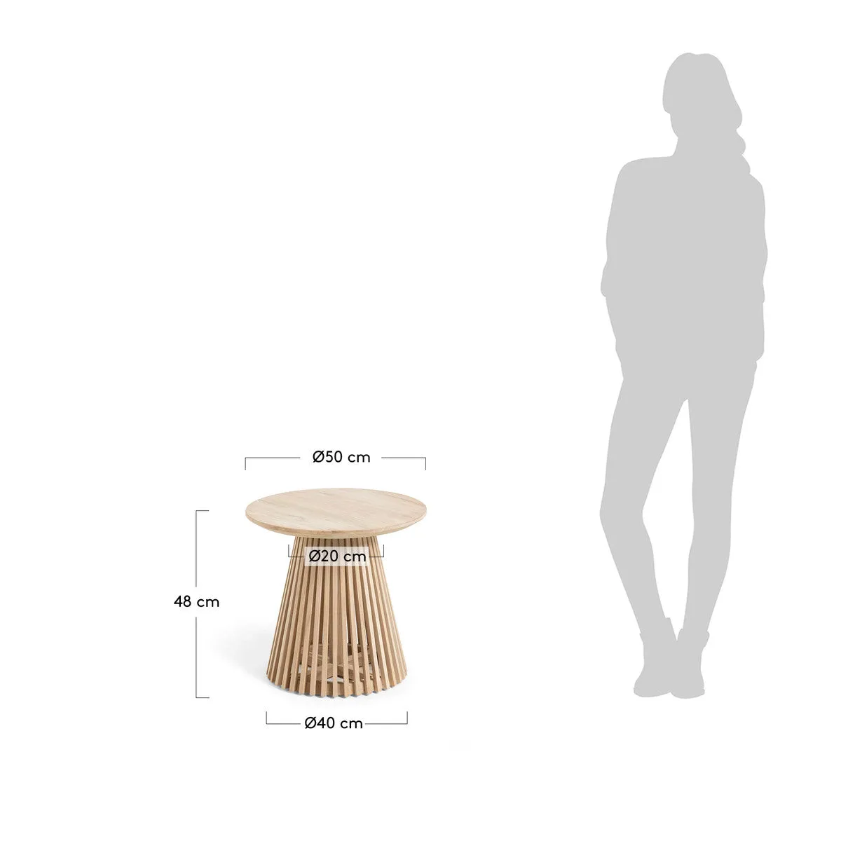 Irune 50cm Solid Timber Round Side Table - Natural