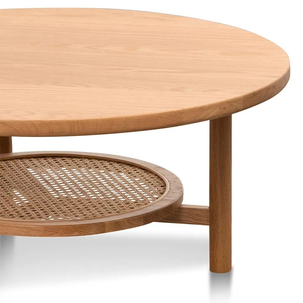 Justina Solid Oak Round Coffee Table - Natural