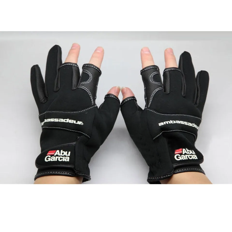 leather gloves for fishing glove three figner High-quality