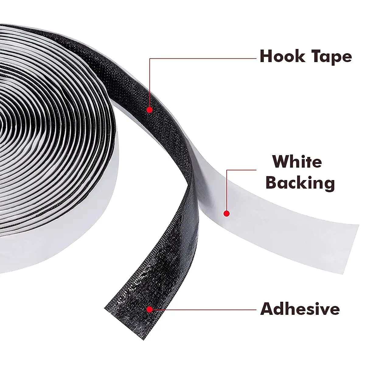 Lifekrafts Nylon Self Adhesive Hook Tape Roll (Without Loop Tape) & Thumbnails with Strong Glue for Magnetic Door & Window Net Replacement Accessory (Black, 20mm Width x 6 m/20 ft Length)