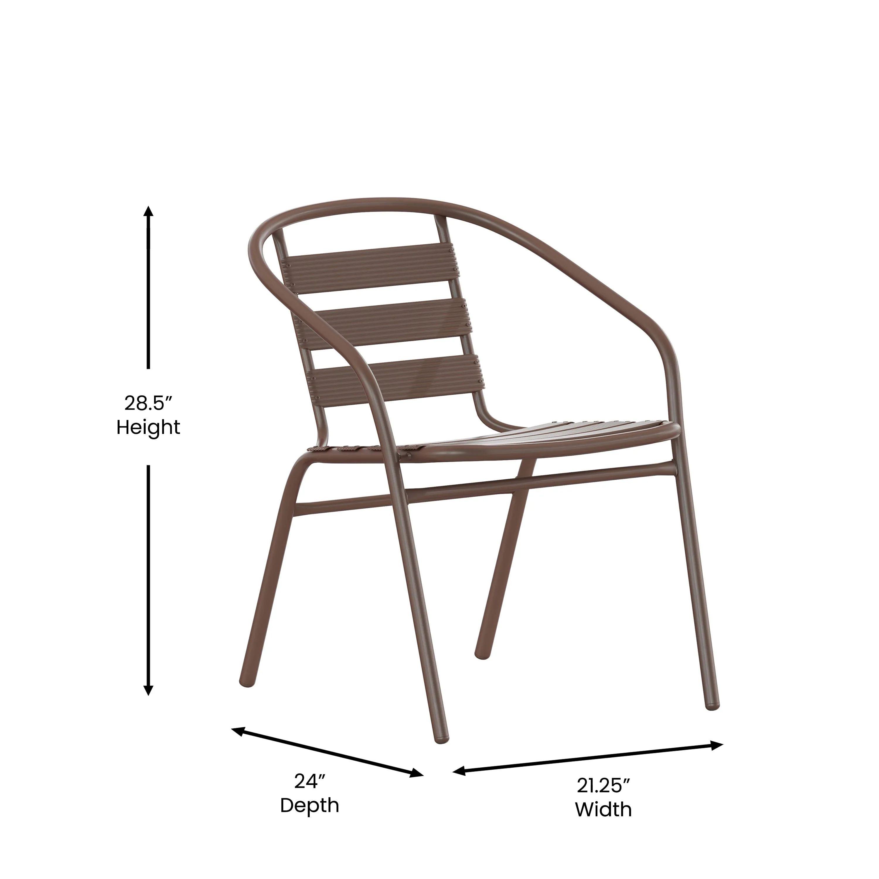 Lila 23.5'' Square Aluminum Indoor-Outdoor Table Set with 2 Slat Back Chairs