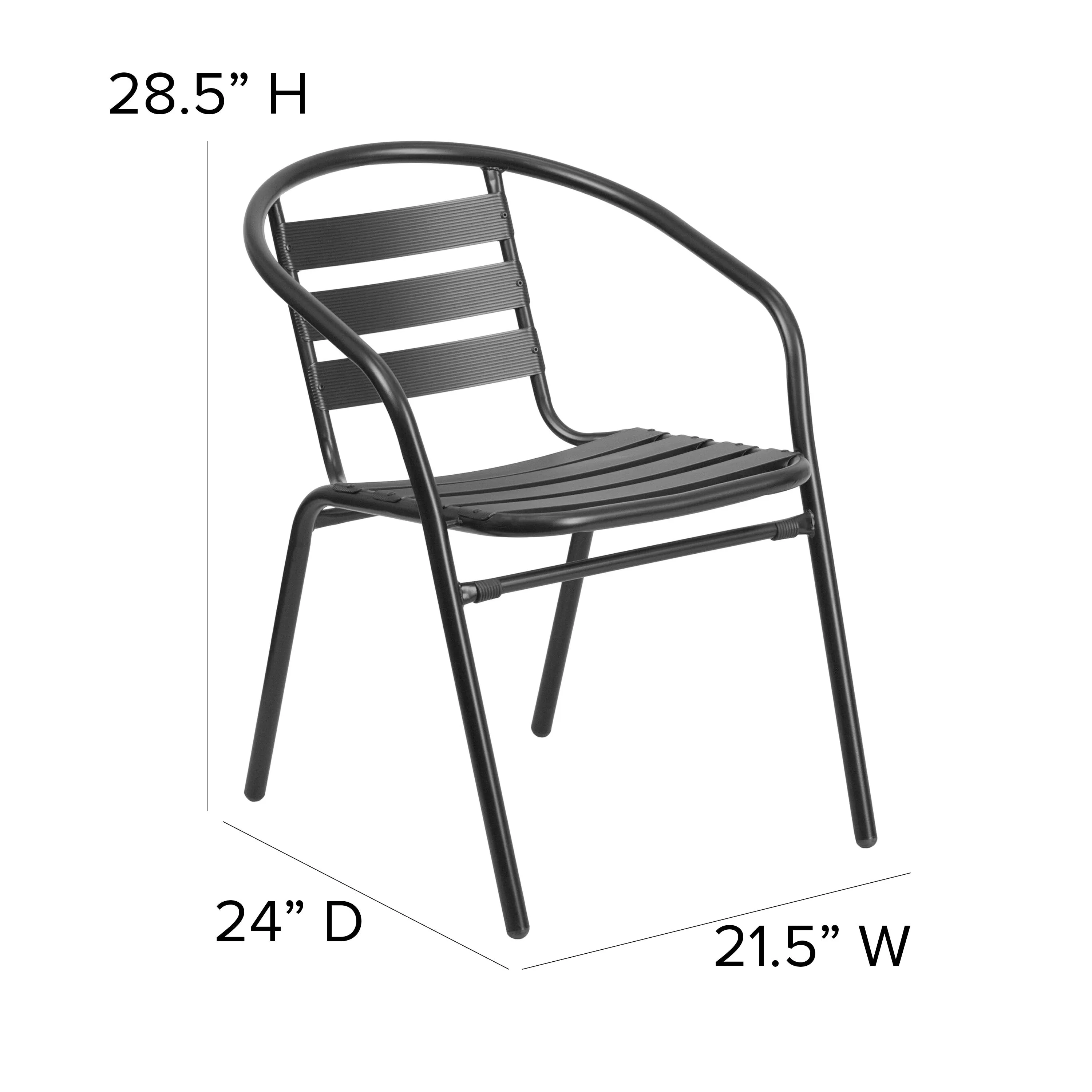 Lila 23.5'' Square Aluminum Indoor-Outdoor Table Set with 2 Slat Back Chairs