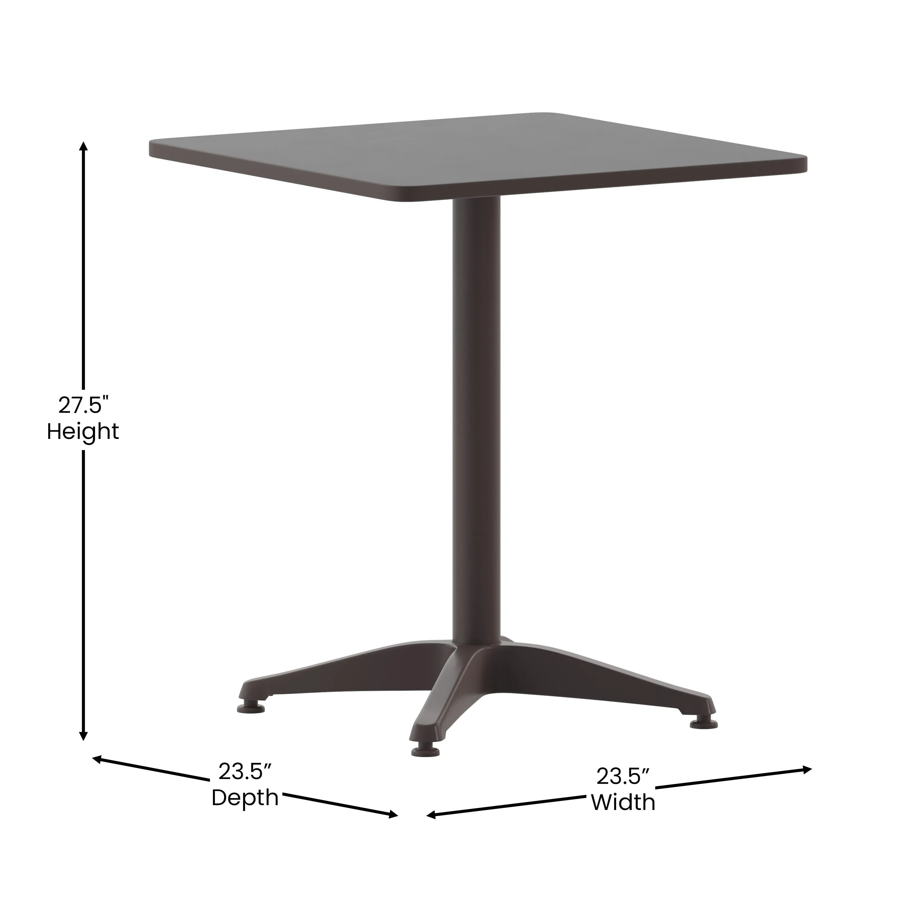 Lila 23.5'' Square Aluminum Indoor-Outdoor Table Set with 2 Slat Back Chairs