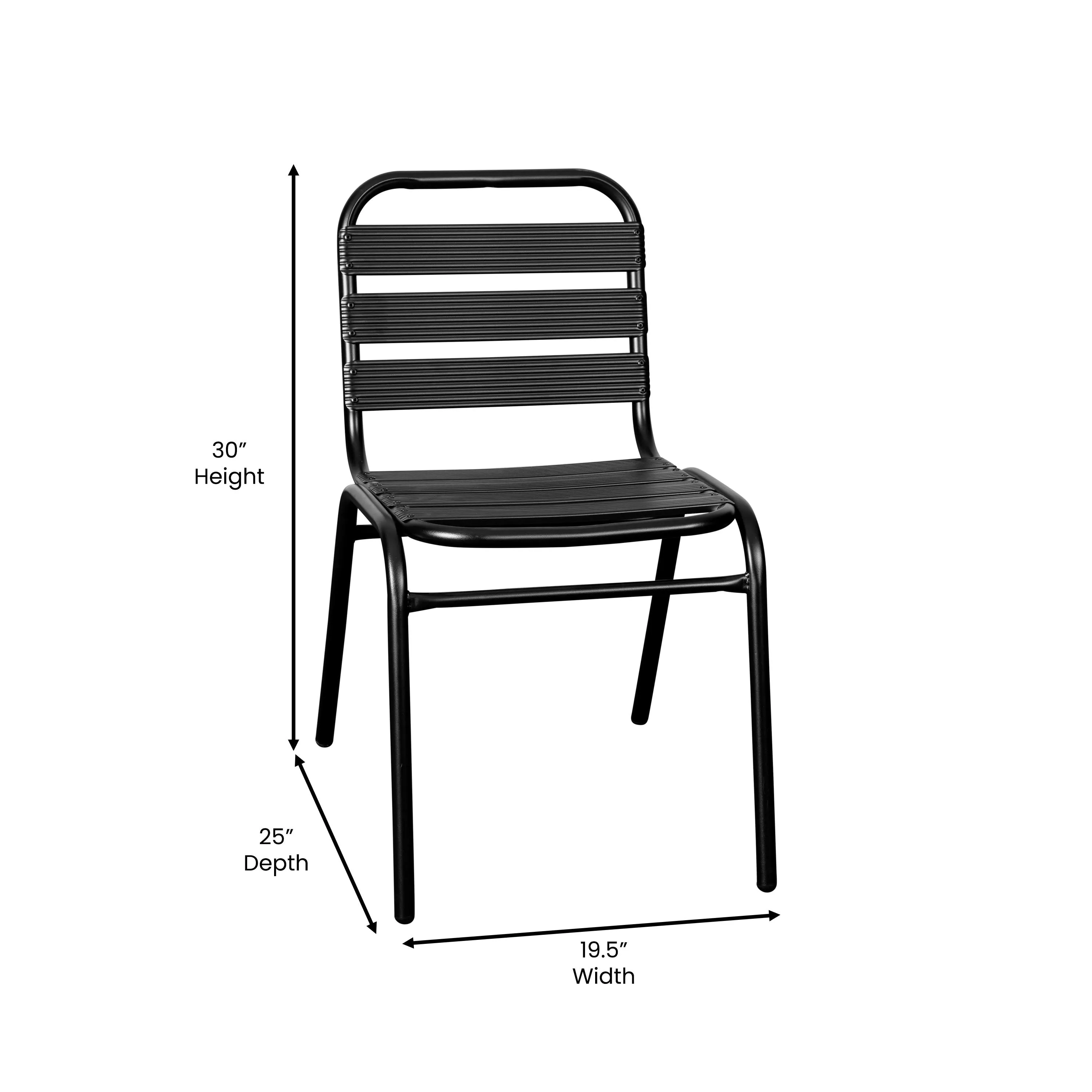 Lila Aluminum Commercial Indoor-Outdoor Armless Restaurant Stack Chair with Triple Slat Back