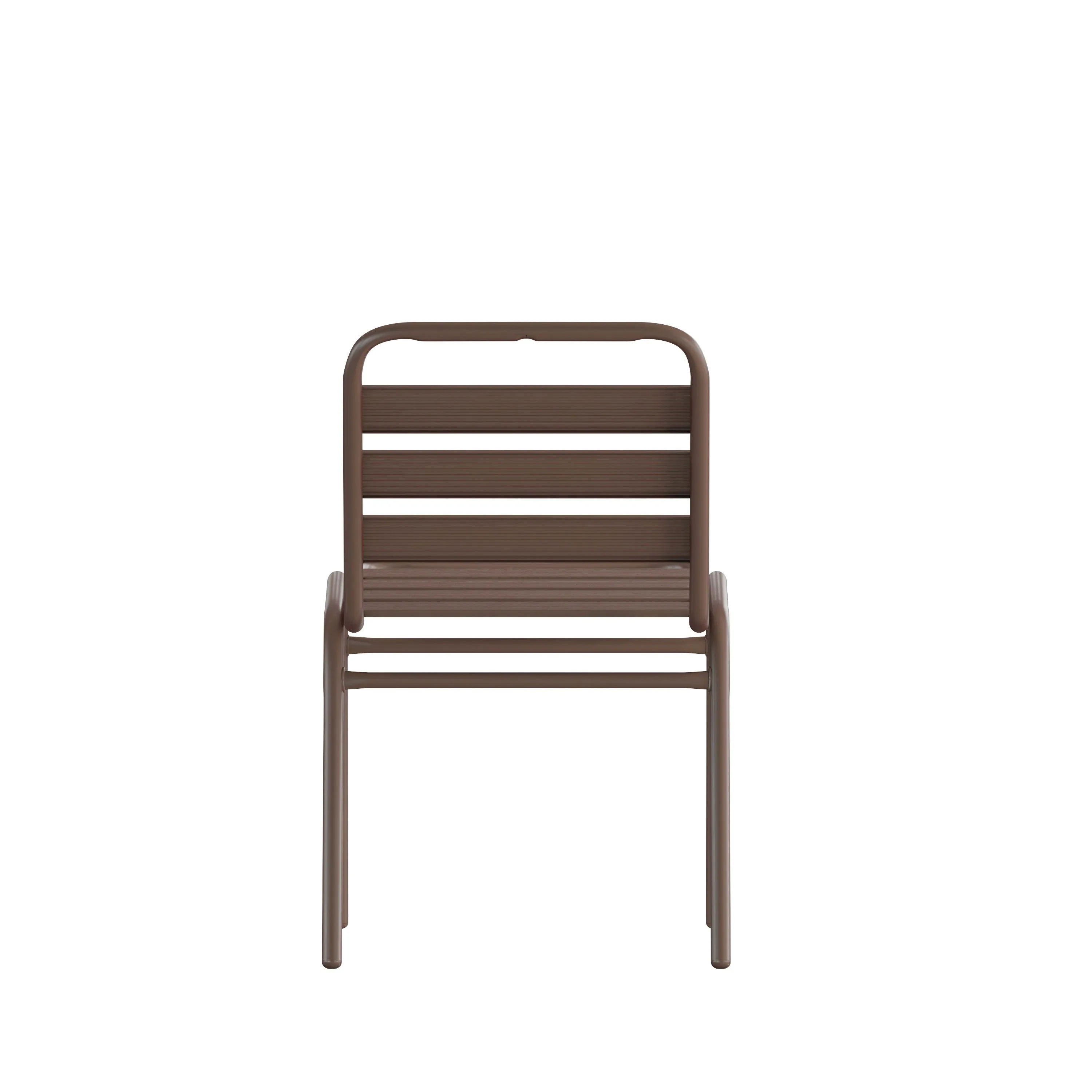 Lila Aluminum Commercial Indoor-Outdoor Armless Restaurant Stack Chair with Triple Slat Back